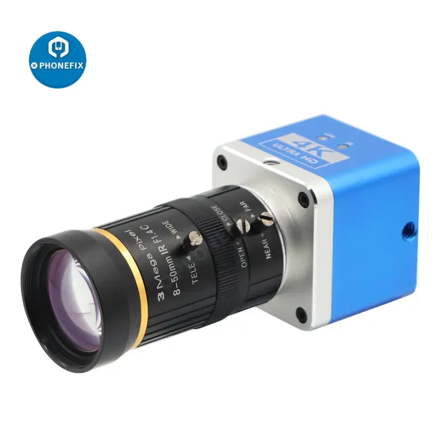 PHONEFIX 4K Ultra HD USB CMOS live streaming camera with 8-50mm lens, ideal for digital video recording and broadcasting.