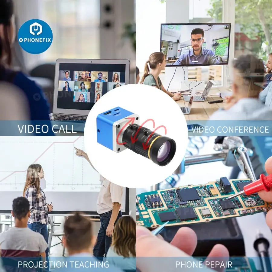 PHONEFIX 4K Ultra HD USB CMOS live streaming camera with 8-50mm lens for industry digital video recording and broadcasting.