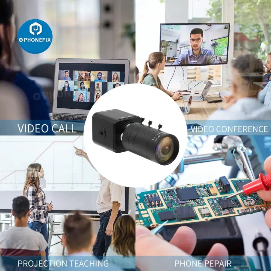 PhoneFix live streaming camera with 6-60mm F1.6 lens, 2MP resolution, 60FPS, HDMI output, ideal for industrial and professional use.