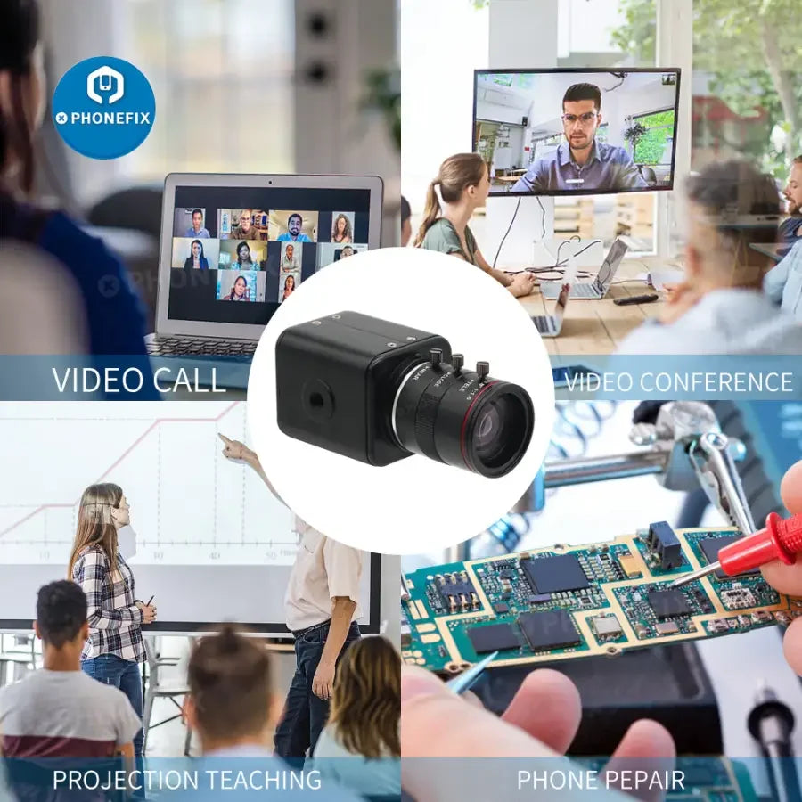 Caméra de streaming en direct PHONEFIX 60FPS avec objectif 6-12mm F1.6, idéale pour l'enregistrement vidéo en direct de haute qualité.