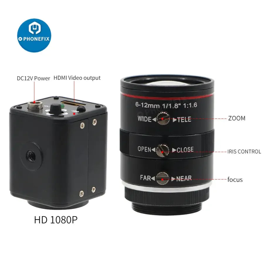 Caméra de streaming en direct PHONEFIX avec objectif 6-12 mm F1.6, caméra de diffusion en direct 60 FPS pour un streaming en direct de haute qualité.