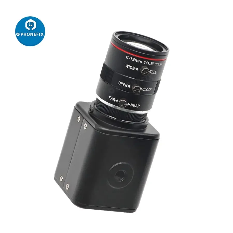 Caméra de streaming en direct PHONEFIX avec objectif 6-12 mm F1.6, 60 FPS pour des diffusions en direct et des applications de diffusion de haute qualité.
