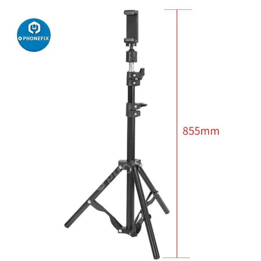 PhoneFix industrial camera tripod and selfie stick with adjustable stand, designed for live streaming and phone holding.