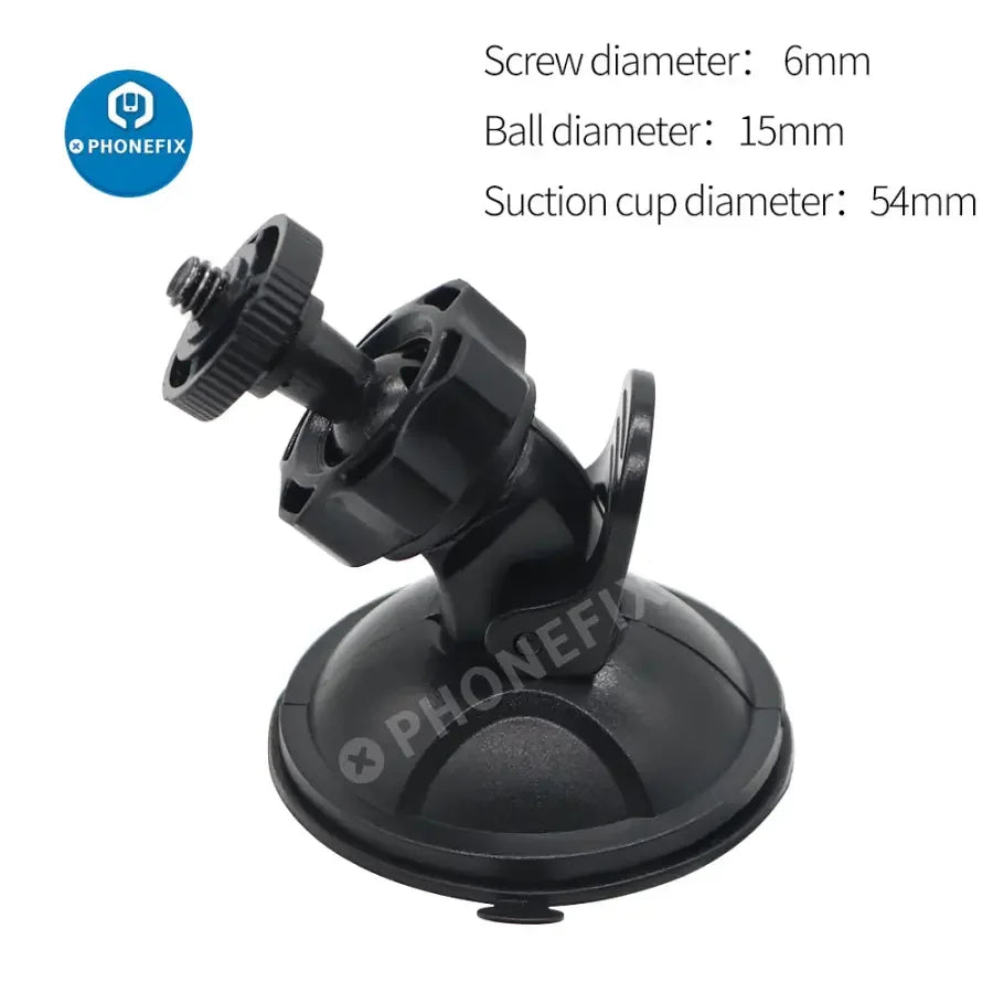 PHONEFIX live streaming camera with suction cup mount stand for microscope repair, ideal for stable webcam positioning.