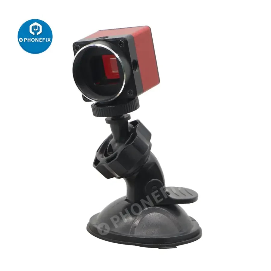 PhoneFIX suction cup webcam mount stand for live streaming cameras, ideal for microscope repair and stable camera positioning.