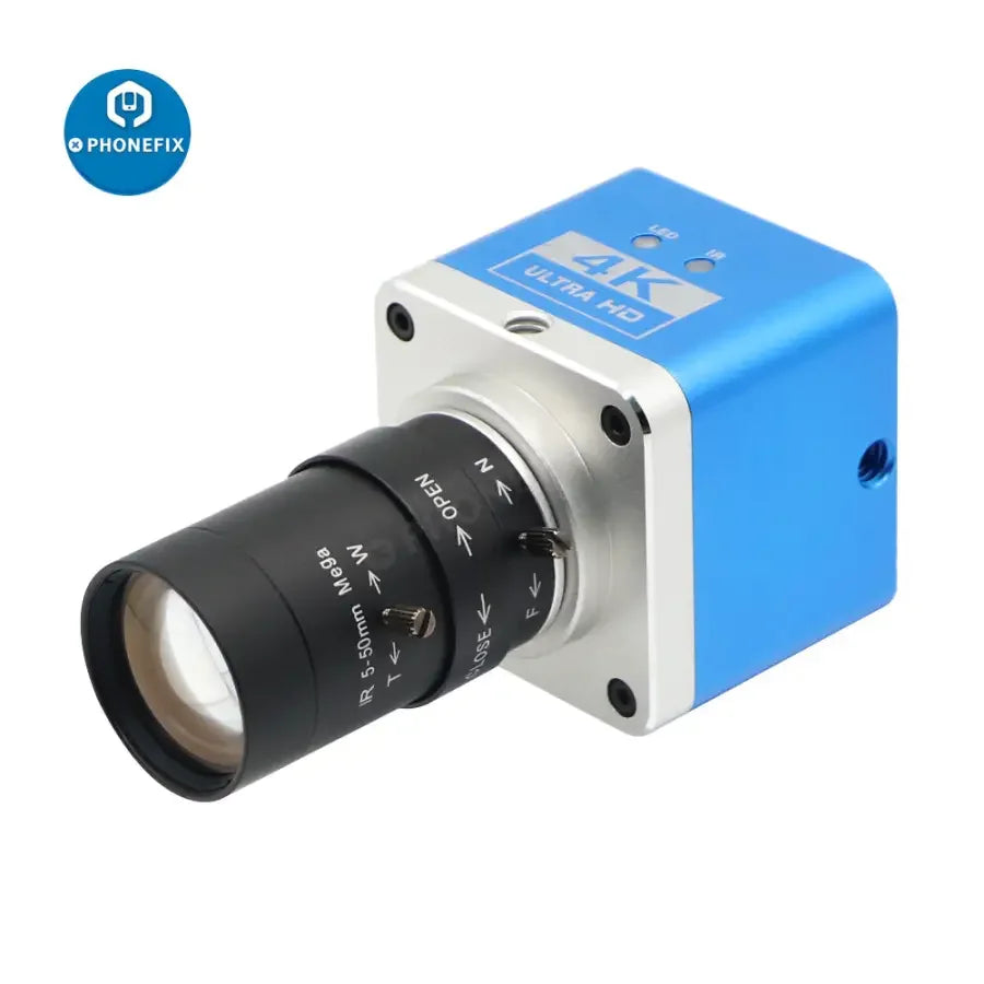 PHONEFIX HDMI 4K UHD live streaming camera with 5-50mm F1.6 lens for high-quality digital video recording and broadcasting.