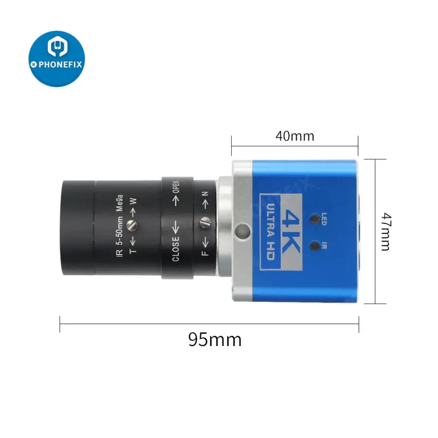 PHONEFIX 4K UHD live streaming camera with 5-50mm F1.6 lens, designed for industry use and digital broadcasting.
