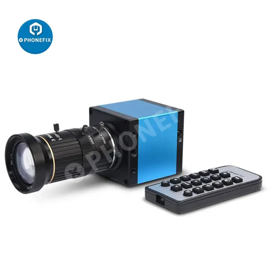 PHONEFIX HDMI USB industrial camera with 16MP digital microscope for live streaming, showcasing compact design and high-resolution imaging.
