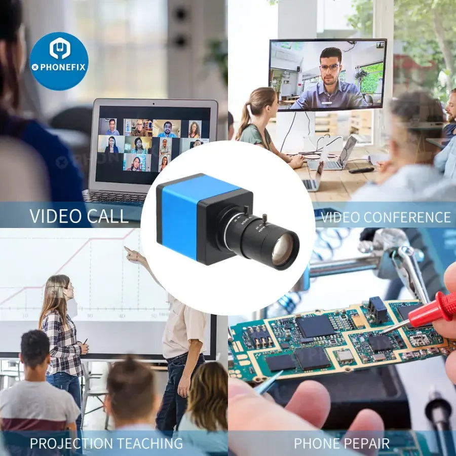 PhoneFIX HDMI VGA live streaming camera with 5-50mm F1.6 lens, industry-grade digital webcam for high-quality video recording