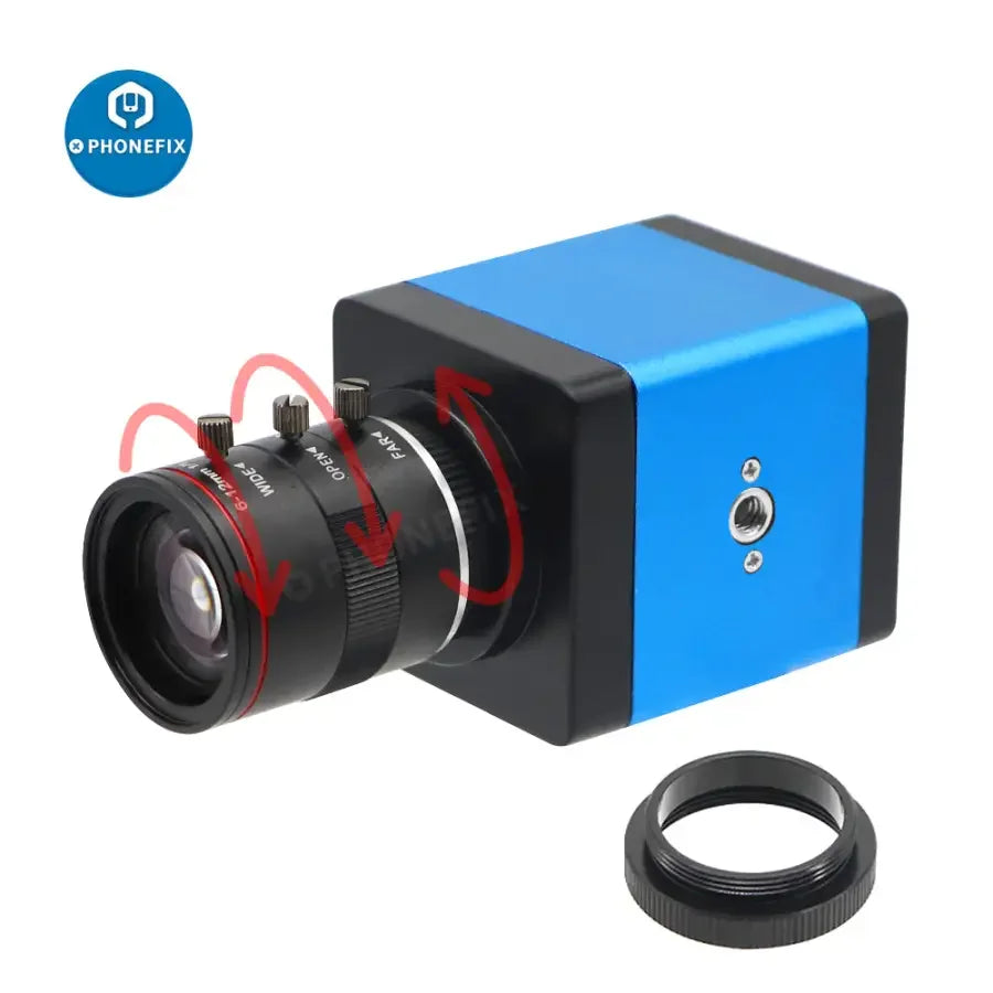 Caméra de streaming en direct PHONEFIX HDMI VGA avec objectif 6-12 mm F1.6, conçue pour l'enregistrement et la diffusion vidéo numérique industrielle.
