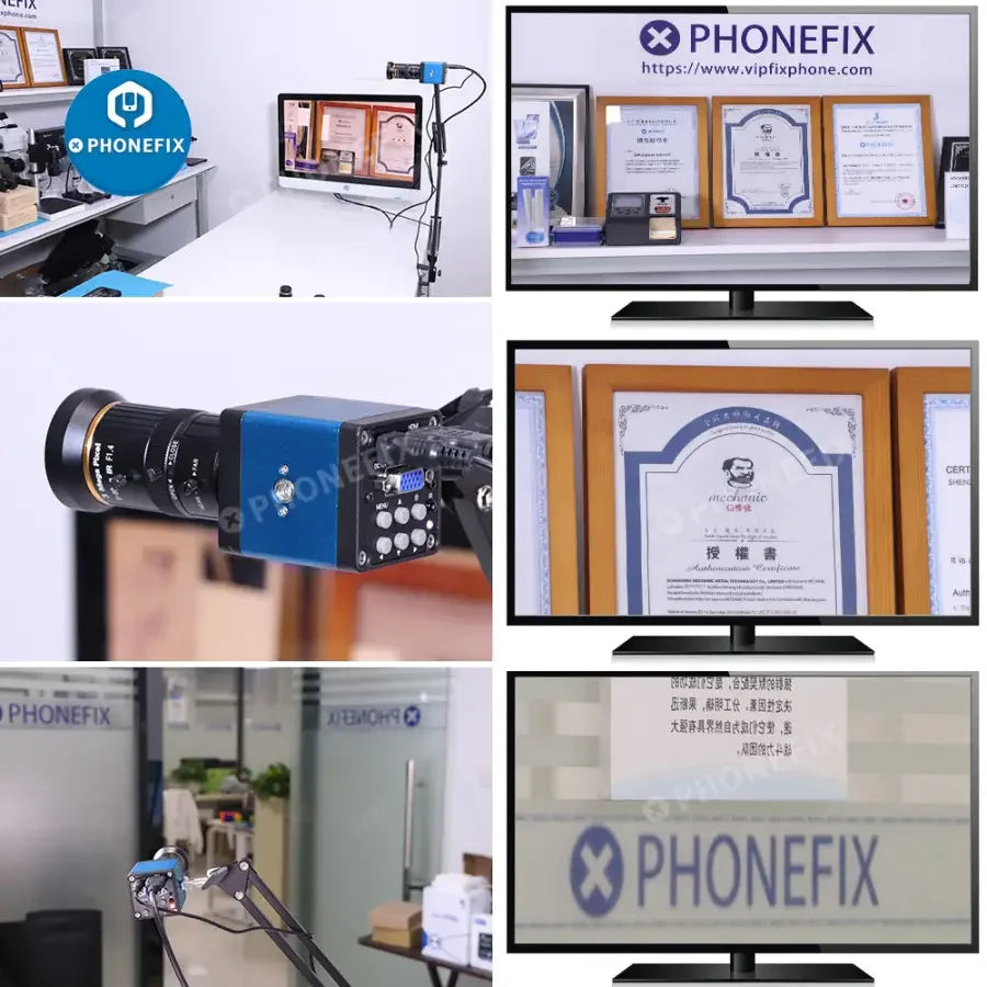 Caméra de streaming en direct HDMI VGA avec objectif 6-12 mm F1.6, caméra numérique industrielle de PHONEFIX pour l'enregistrement vidéo professionnel.