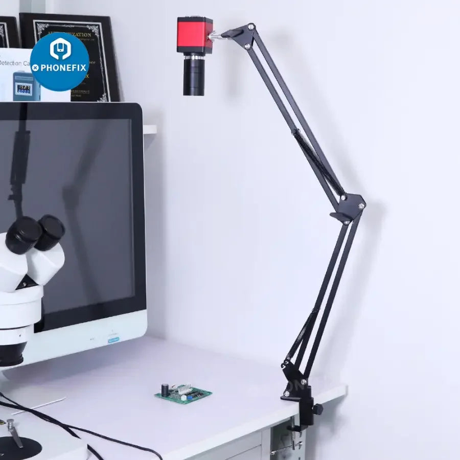 Cámara de microscopio digital PhoneFix HDMI VGA con lente de enfoque fijo de 8-50 mm, adecuada para transmisión en directo e imágenes detalladas de primer plano.