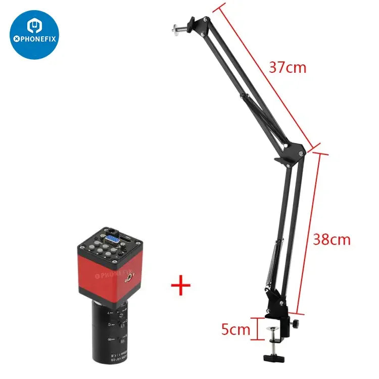 PHONEFIX HDMI VGA digital microscope camera with 8-50mm fixed focus lens, used for live streaming and detailed video inspection.