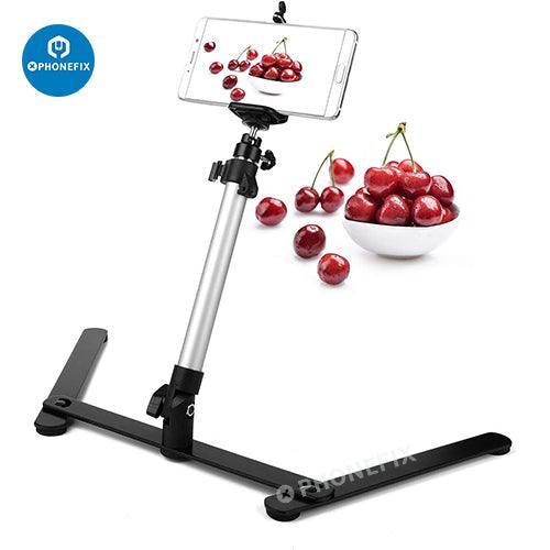 Support vidéo suspendu et support de copie PHONEFIX avec projecteur pour la réparation de téléphones, idéal pour la diffusion en direct et les travaux de réparation détaillés.
