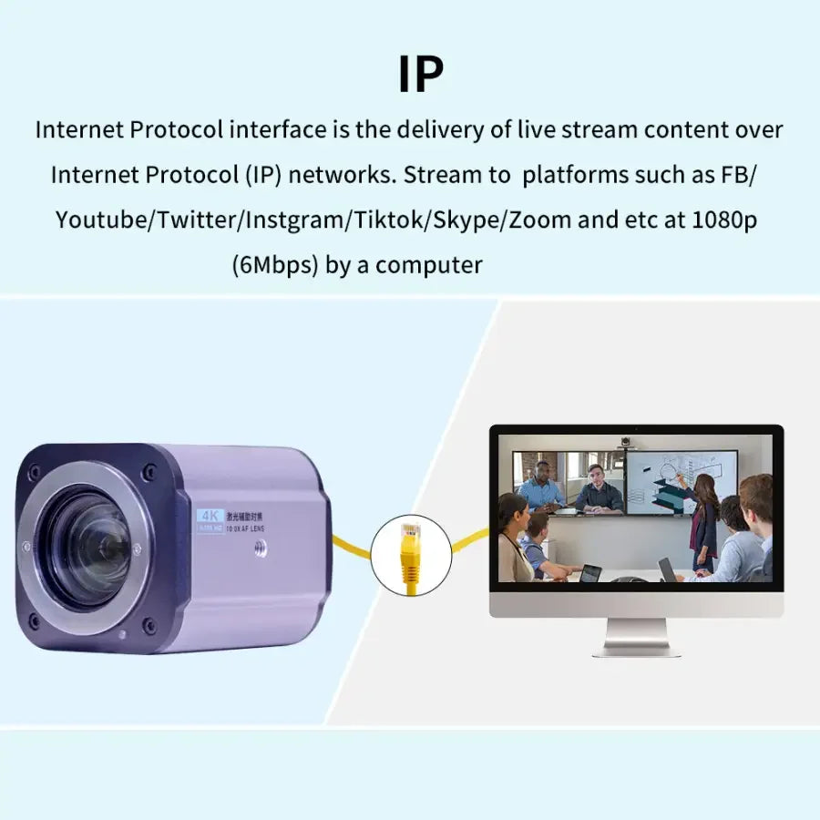PHONEFIX 10X auto-focus 1080P live streaming camera module showing close-up of lens and camera setup for live broadcasts.