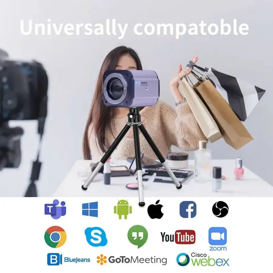 PHONEFIX 10X auto-focus 1080P live streaming camera module showing lens and mounting for high-quality video broadcasts.