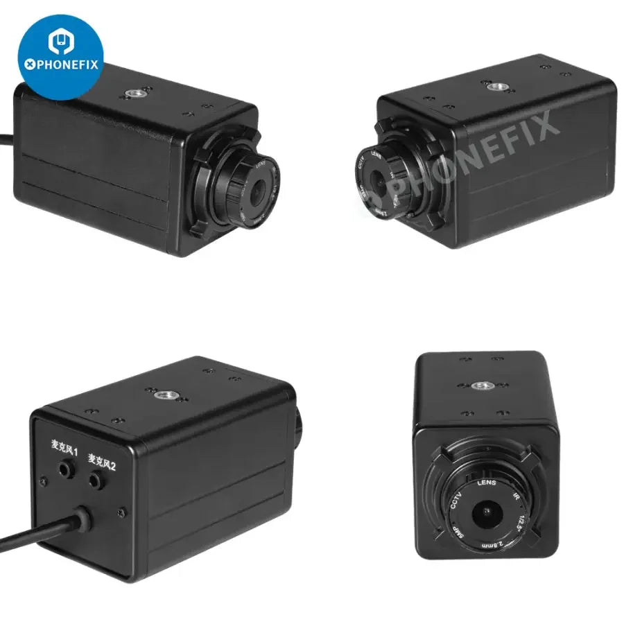 Cámara web PHONEFIX de 5.0 MP y resolución 4K con zoom de 10 aumentos y lente varifocal, ideal para aplicaciones de visión artificial.