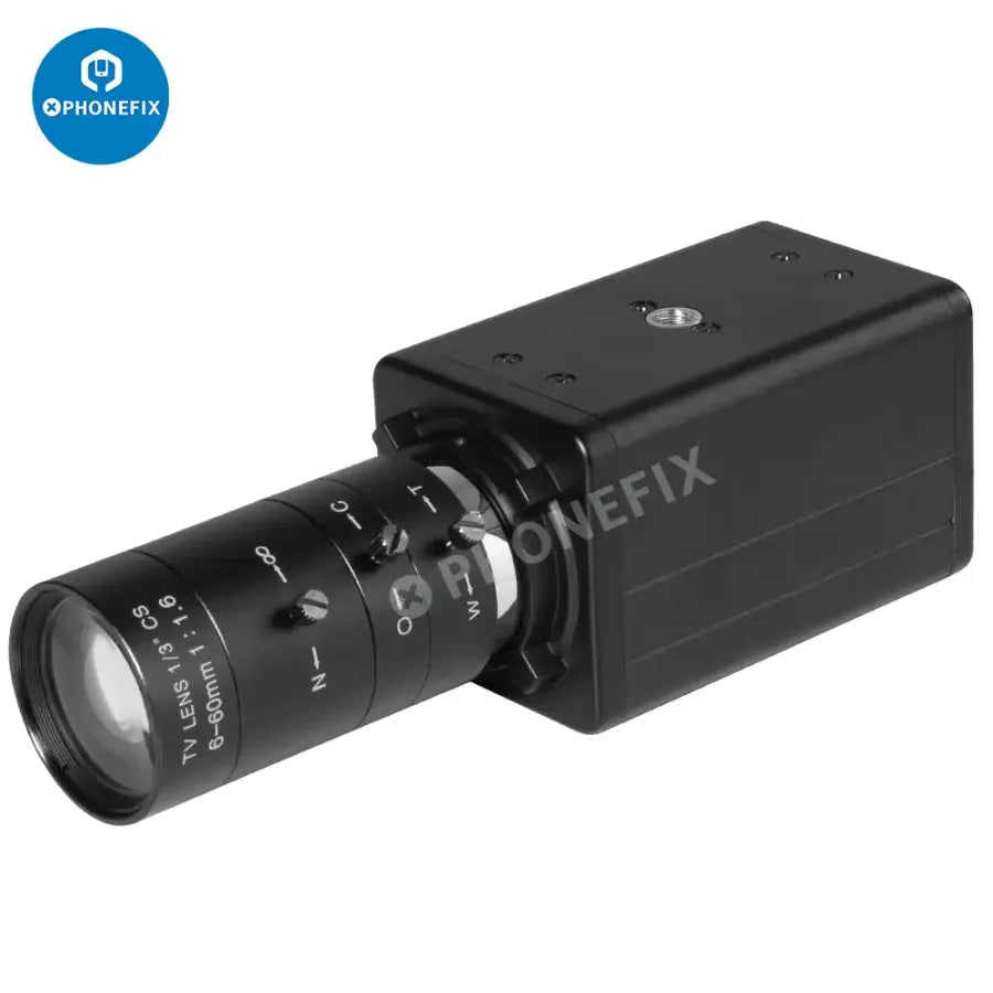 Cámara web PHONEFIX de 5.0 MP y resolución 4K con zoom de 10 aumentos y lente varifocal, diseñada para vídeo de alta calidad y aplicaciones de visión artificial.