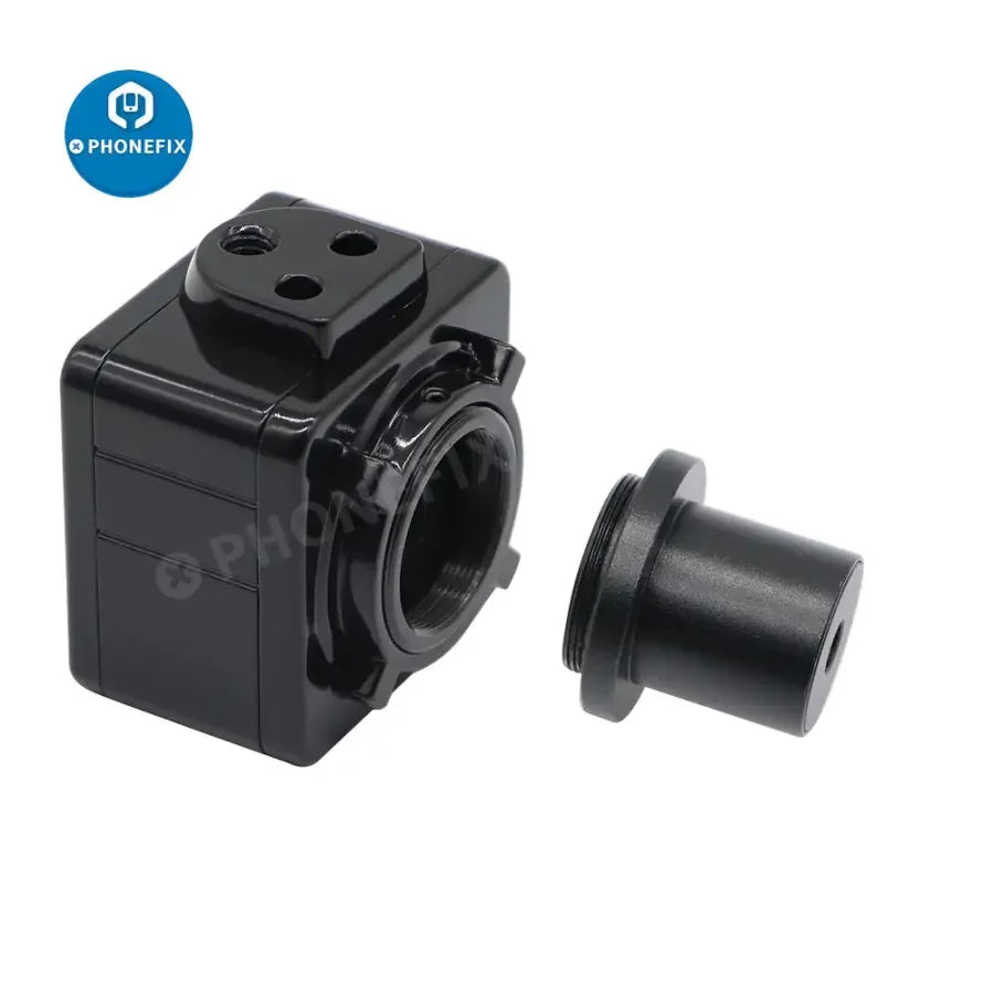 PHONEFIX 5MP USB Microscope Camera with C-mount adapter and 30/30.5mm ring, designed for machine vision and detailed imaging.