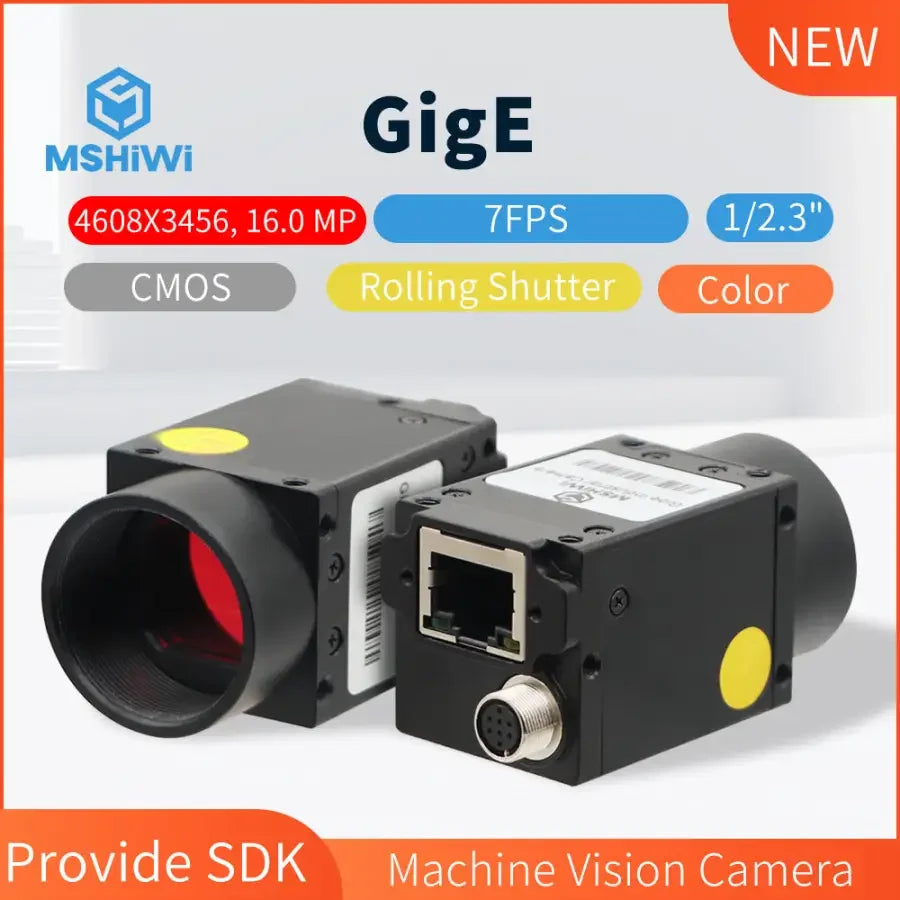 PHONEFIX 16.0MP GigE industrial machine vision camera with 1/2.3" CMOS sensor, color image, rolling shutter for precision imaging.