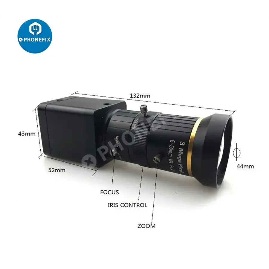 PHONEFIX 2.0MP HDMI Industry Camera with 1080p video and 5-50mm lens for machine vision applications