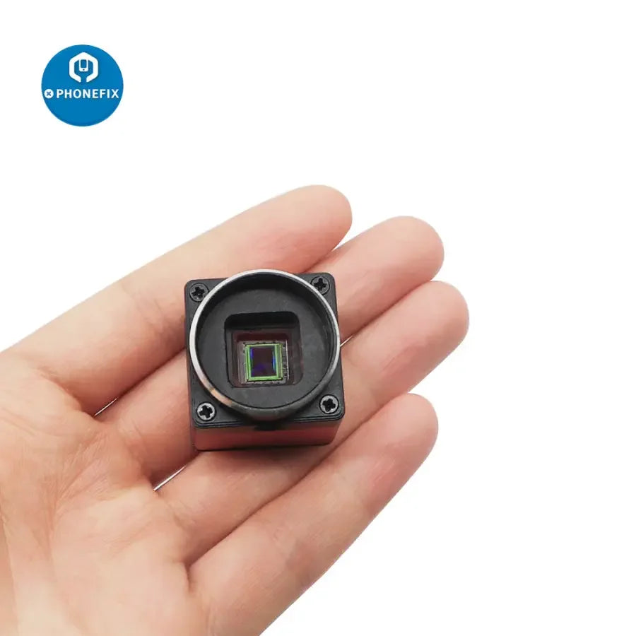 5MP USB 3.0 CMOS digital industrial microscope camera by PHONEFIX, designed for machine vision applications with eyepiece attachment.