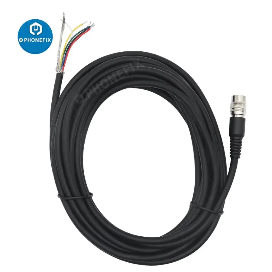 Phonefix industrial camera power trigger IO signal cable with 6-pin female plug, 5m length for machine vision cameras.