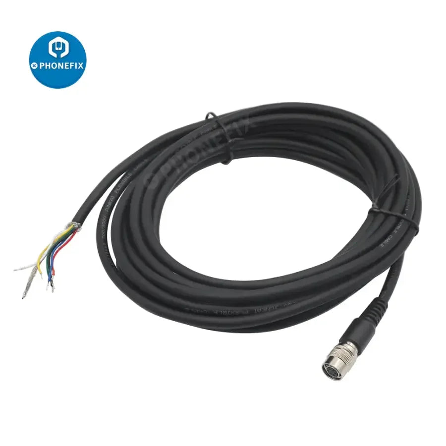 PHONEFIX industrial camera power trigger IO signal cable with 6-pin female plug, 5m length for machine vision camera setups.
