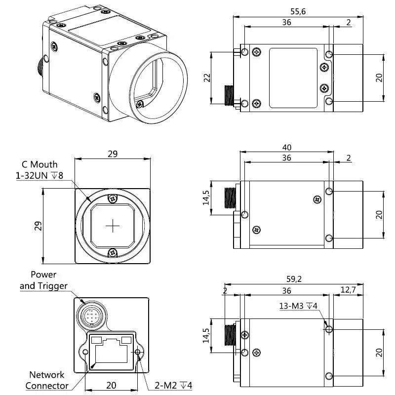 Caméra de vision industrielle GIGE 12.0 MP avec capteur CMOS 1/1.7", obturateur roulant, monochrome, par PHONEFIX.