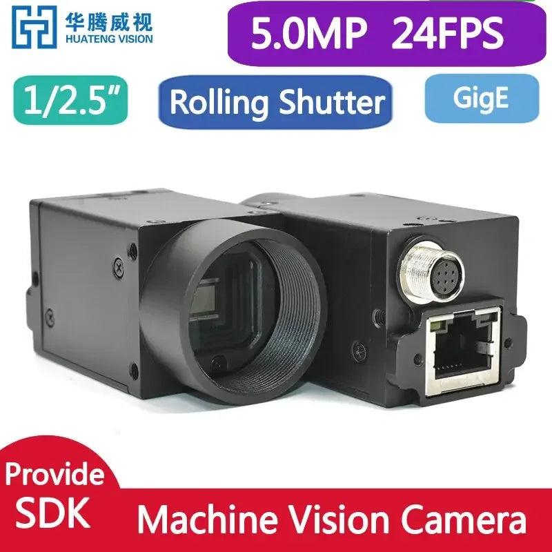 PhoneFIX GigE Vision industrial camera with 5.0MP monochrome CMOS sensor and rolling shutter for machine vision applications.
