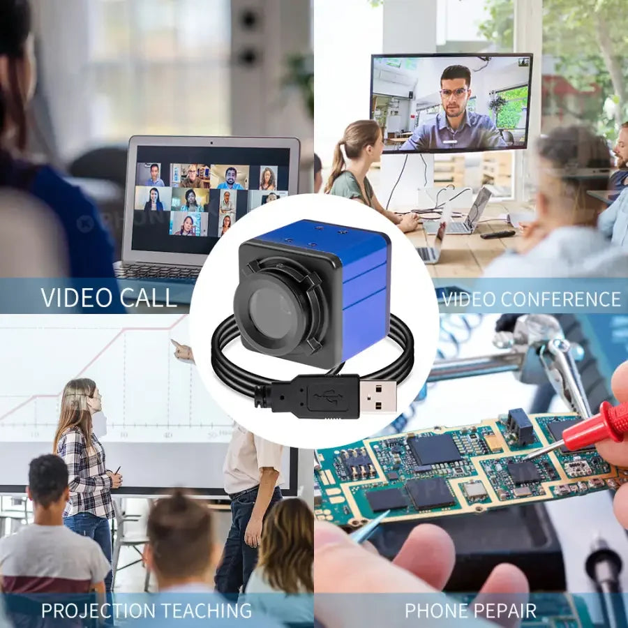 Webcam USB HD PHONEFIX 4K 8MP IMX179 avec autofocus, idéale pour la diffusion en direct et les applications de vision industrielle.