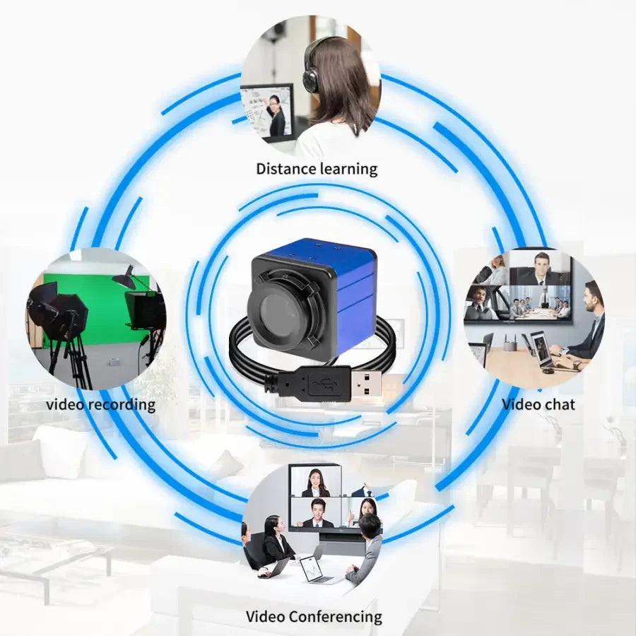 Webcam USB HD PHONEFIX 4K 8MP IMX179 avec autofocus, idéale pour la diffusion en direct et les applications de vision industrielle.
