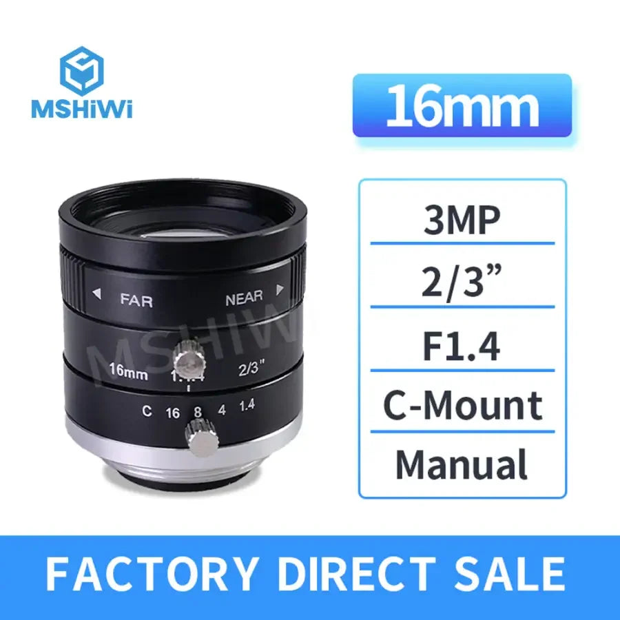 Objectif fixe PHONEFIX 3MP à monture C 16-35 mm pour la vision industrielle avec iris manuel F1.4, qualité industrielle, capteur 2/3".