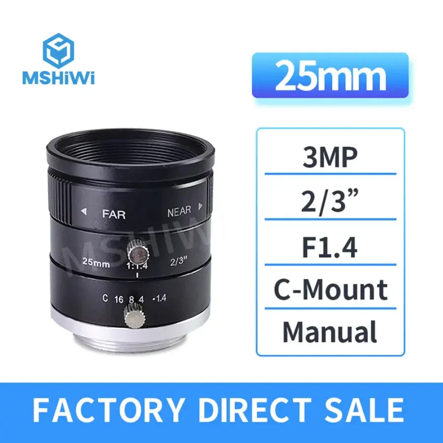 Objectif industriel PhoneFix 3MP à monture C avec une focale de 16 à 35 mm, une ouverture F1.4 et un iris manuel, pour caméras de vision industrielle.