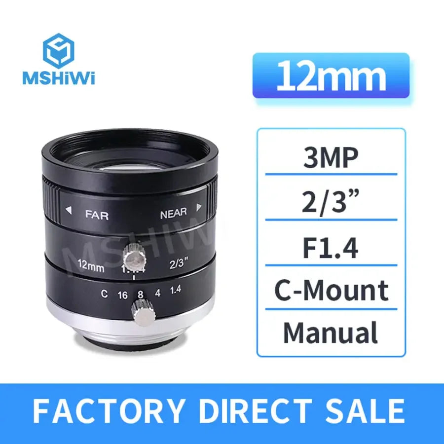 Objectif industriel PHONEFIX 3MP à monture C avec une focale de 16 à 35 mm, une ouverture F1.4 et un iris manuel pour les applications de vision industrielle.