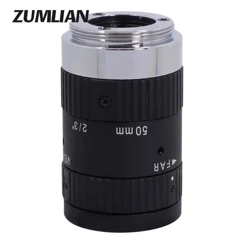 PHONEFIX 5MP 16mm-50mm C-mount FA Prime Lens with F1.8-16 manual iris, designed for machine vision applications.