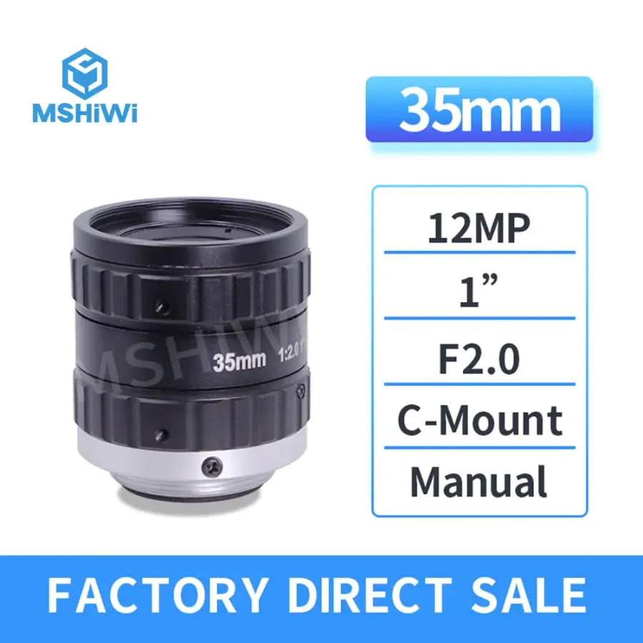 PHONEFIX 8MP C-mount industrial lens with F2.0 aperture, 1" sensor, 16-50mm focal length for machine vision applications