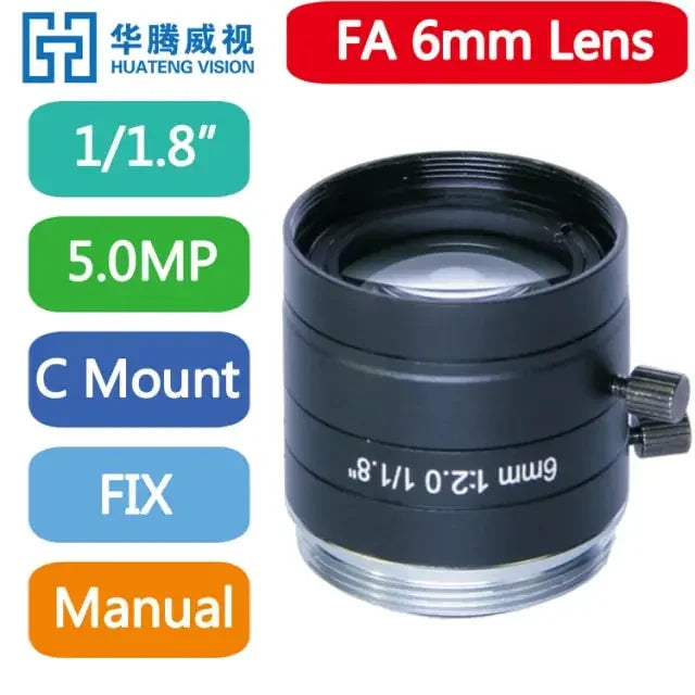 PHONEFIX 5MP 75mm fixed-focal machine vision industrial manual iris lens for precise imaging in industrial applications.
