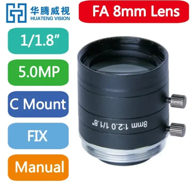 PHONEFIX 5MP 75mm fixed-focal machine vision industrial manual iris lens for high-quality imaging and precision inspection.