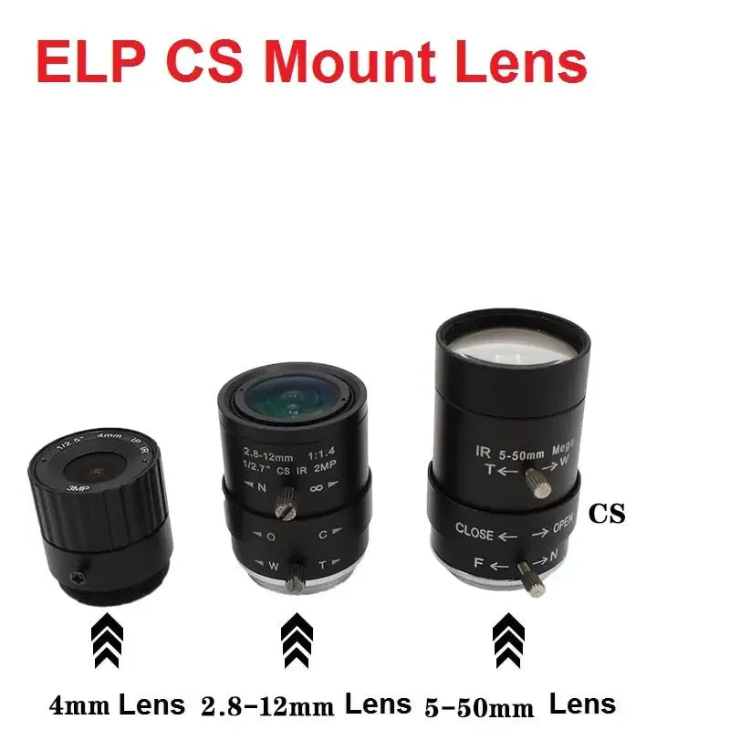 CS Mount fixed-focus CCTV lens by PHONEFIX, manual zoom machine vision lens for USB cameras, suitable for surveillance applications.