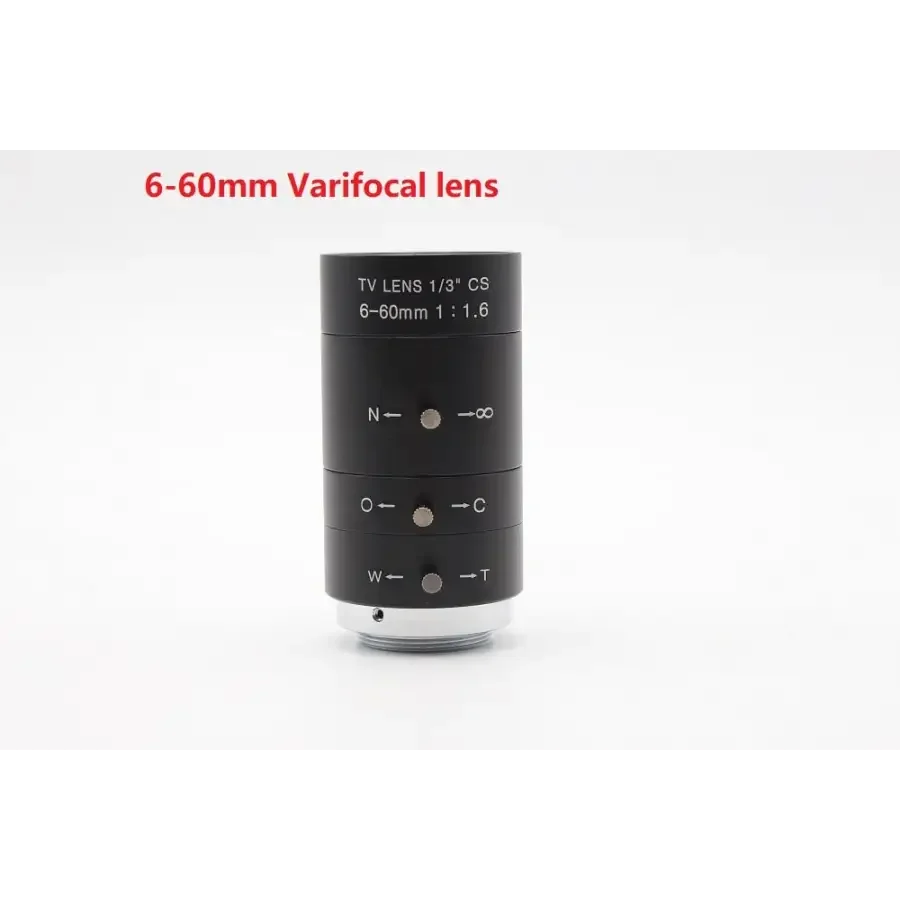 PhoneFix CS mount fixed-focus CCTV lens with manual zoom for USB cameras, ideal for machine vision applications.
