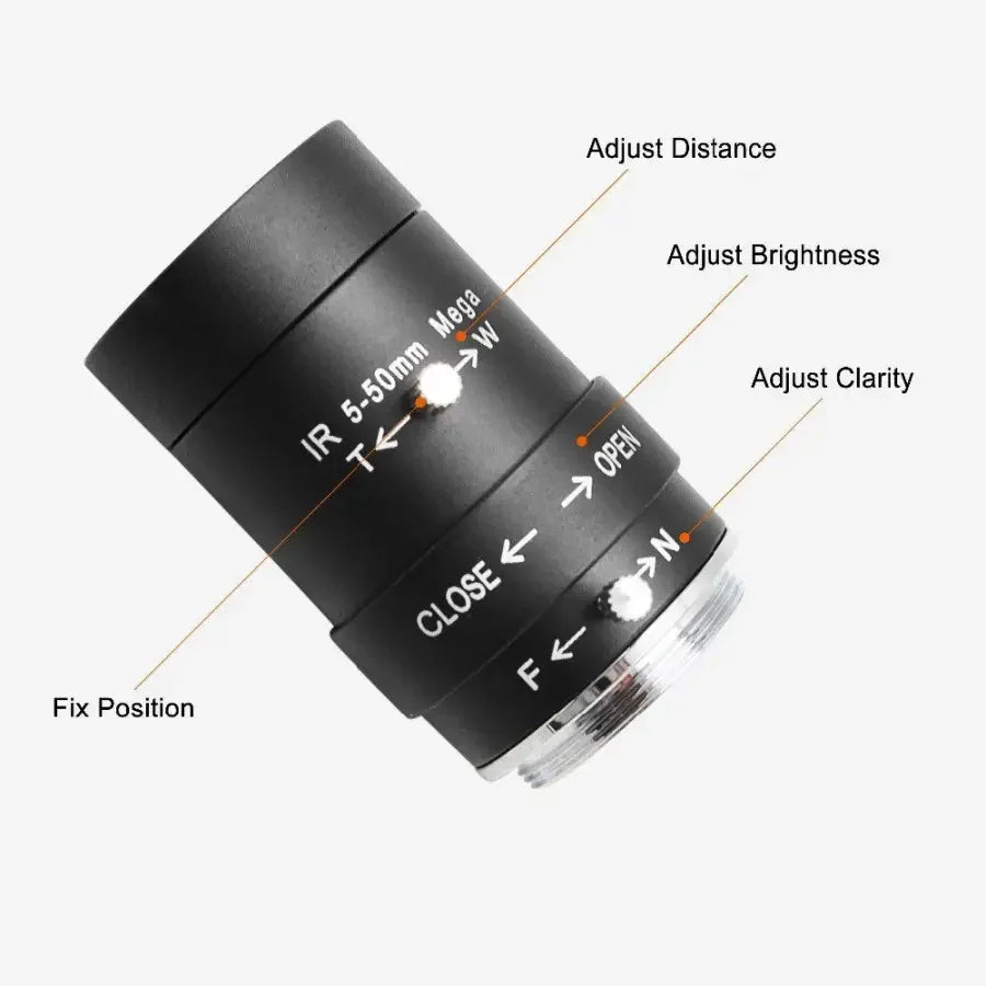 CS Mount fixed-focus CCTV lens by PHONEFIX, manual zoom machine vision lens for USB cameras.
