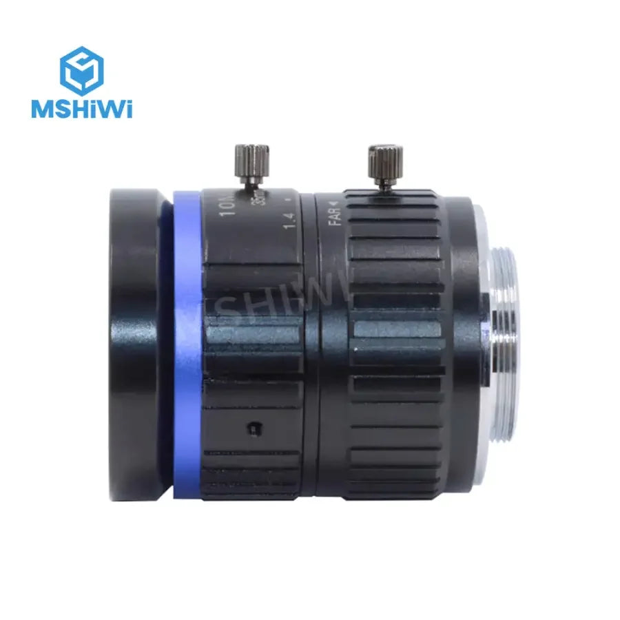 PHONEFIX 10MP C-mount 35mm F1.4 manual iris industrial camera lens for machine vision applications.