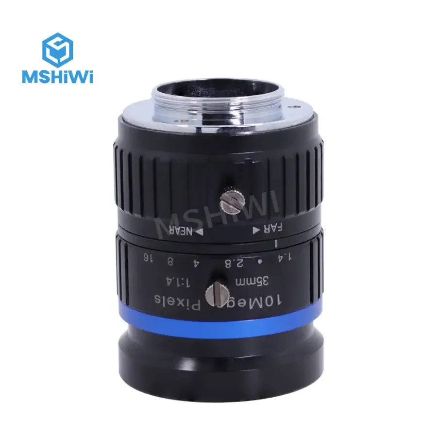 PhoneFix 10MP C-mount 35mm F1.4 manual iris industrial camera lens for machine vision applications.