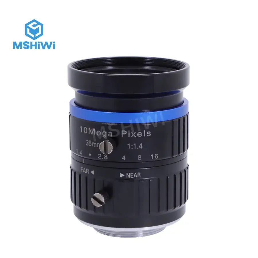 PhoneFIX 10MP C-mount 35mm F1.4 manual iris industrial camera lens for machine vision applications.