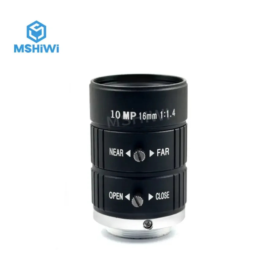 PHONEFIX 10MP F1.4 manual iris 1" 16mm fixed focus camera lens for machine vision applications, high-resolution optical lens