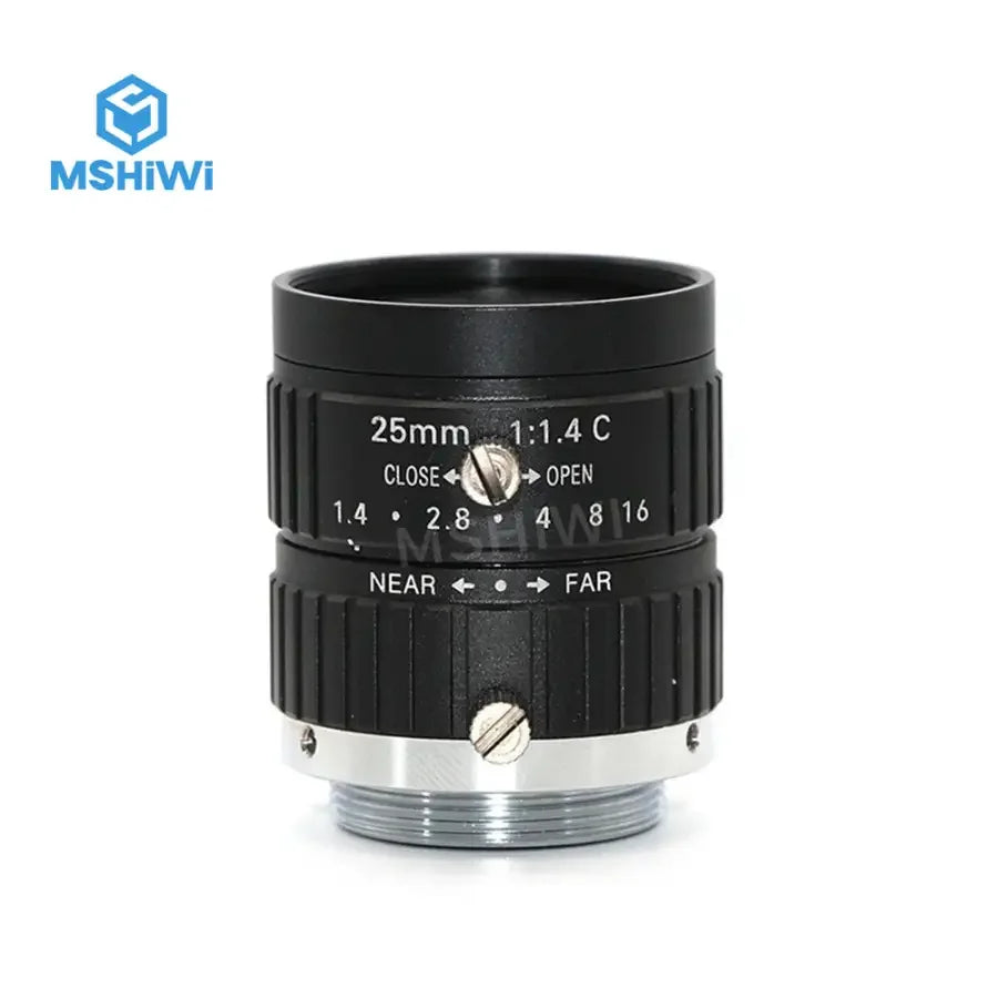 PHONEFIX 10MP F1.4 25mm manual iris machine vision lens, 2/3" format, high-resolution industrial camera lens for precise imaging