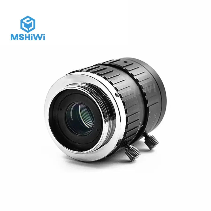 Phonefix 10MP F1.4 2/3" format 25mm prime machine vision lens with manual iris, used for precise industrial imaging applications.