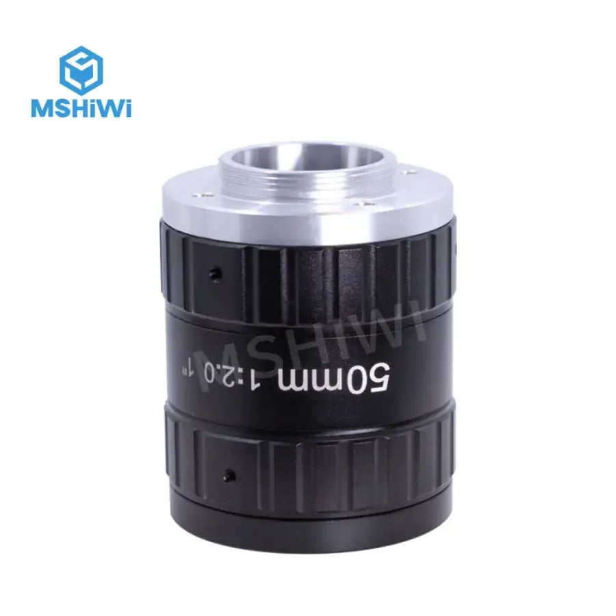 PHONEFIX 12MP C-mount 50mm prime machine vision lens with F2.0 aperture, designed for high-resolution industrial camera applications.