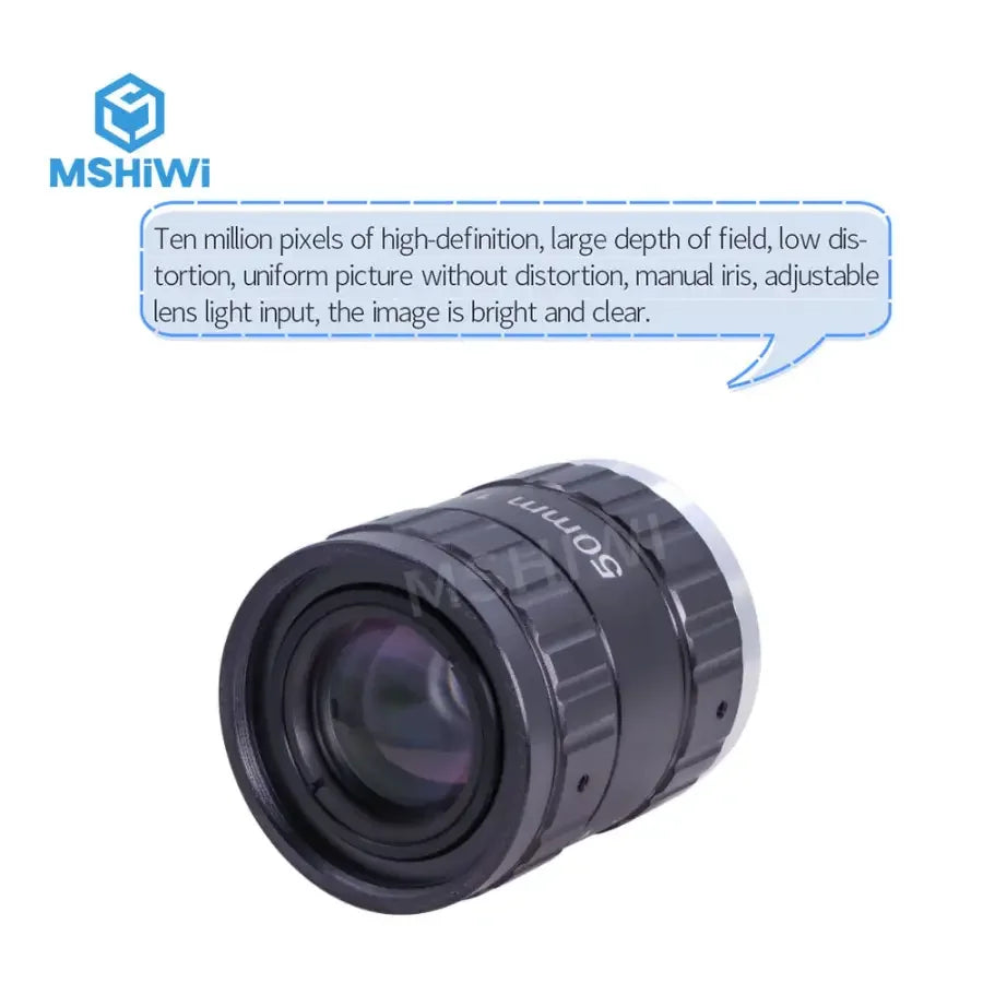 PhoneFix 12MP C-mount 50mm prime machine vision lens with F2.0 aperture, designed for high-quality industrial camera applications.